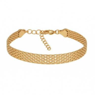 Imagem de Pulseira Bracelete Esteira Malha Folheada Ouro 18k - Papillon Semi Jói
