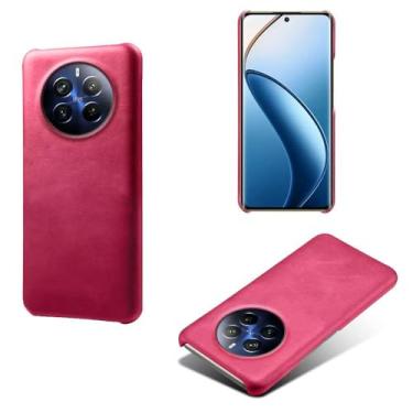 Imagem de Capa para OPPO Realme 12 Pro + 5G,Proteção contra quedas,Casca de volta de cor sólida simples,Design de couro de imitação de plástico-Rose