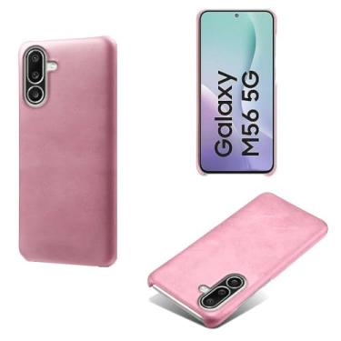Imagem de Capa para Samsung Galaxy M56 5G,Proteção contra quedas,Casca de volta de cor sólida simples,Design de couro de imitação de plástico-Pink