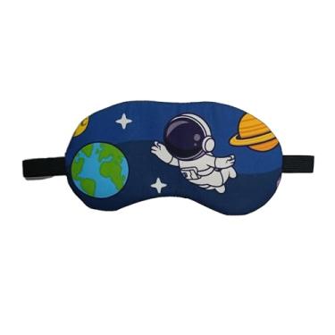Imagem de Masca de Dormir Astronauta Planetas Universo Confortável Elástico Lua Tapa Olhos