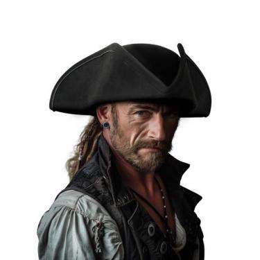 Imagem de Chapéu pirata VZQI Distressed Colonial Style Tricorn adulto preto
