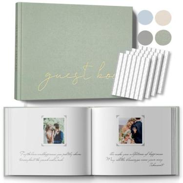 Imagem de Livro de visitas de casamento BVSSX Linen Polaroid 21,6 x 25,4 cm com 