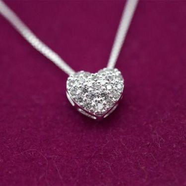 Imagem de Colar Corrente Cordao Coração Pedras Folheada A Prata 925 - Papillon S