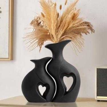 Imagem de Vaso de cerâmica KKgoubz Snuggle Hollow Black XL, conjunto de 2