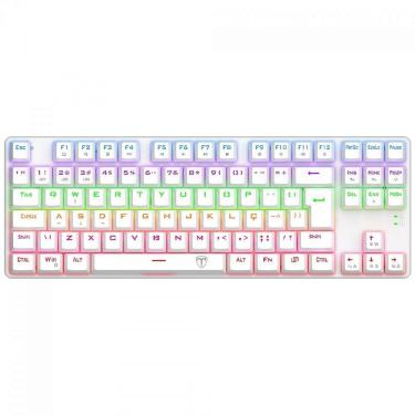 Imagem de Teclado Mecânico Gamer T-Dagger Bora, Rainbow, Switch Brown, TKL, ABNT2, Branco