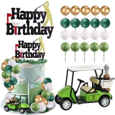 Imagem de Decorações de bolo MEMOVAN Golf Birthday com tampa de carrinho de golf