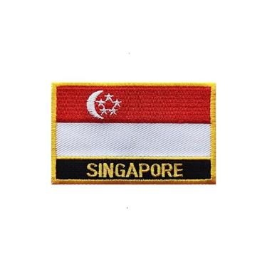 Imagem de Ruoming 1 PÇ Patch de bandeira de Cingapura, bordado a ferro ou costurado, tático, militar, nacional de Singapura