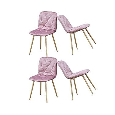 Imagem de YAYA2021-SHOP Conjunto de 4 cadeiras de jantar para escritório, cadeiras de veludo de estilo moderno, com perna de metal, cadeiras de sala de jantar, almofadas macias, cadeiras de cozinha, ajustáveis