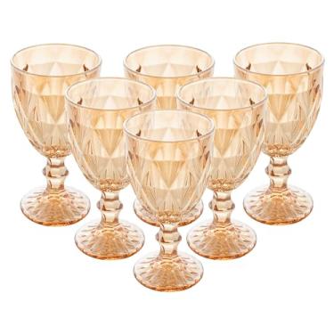 Imagem de LYOR - Conjunto 6 Taças de Água Diamond 325ml Âmbar Metalizado Vidro