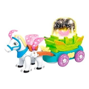 Imagem de Carruagem de Brinquedo com Cavalo, Luzes, Som e Movimento, Brilhante