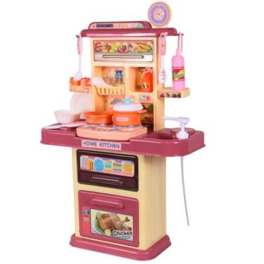 Imagem de Cozinha de Brinquedo Infantil 70CM Luz Som Fumaça Rosa - Castela