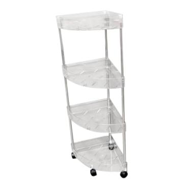 Imagem de Bothyi Organizador de chuveiro, suporte, organizador de prateleira de cozinha, carrinho de chuveiro móvel com polia para armário, 4 Camadas