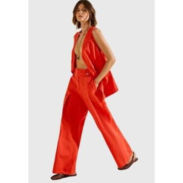 Imagem de Calça Wide Alta Off White Morena Rosa-Feminino