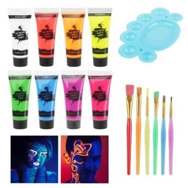Imagem de Pintura corporal facial UV Blacklight Neon MEICOLY 8 tubos não tóxicos