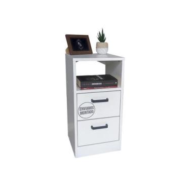 Imagem de Mesa Cabeceira Branca 30Cm Gaveta Pux. Arquivo -Sem Rodinhas - Fl Deco