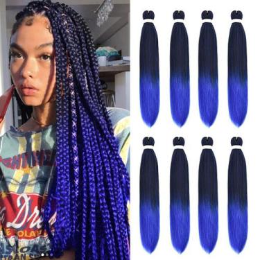 Imagem de Trança de cabelo Fairise pré-esticada 26 cm 100g x 8 1B/azul