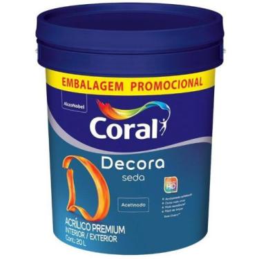 Imagem de Tinta Premium Acrílica Acetinada Decora Seda Branco 20 L - Coral