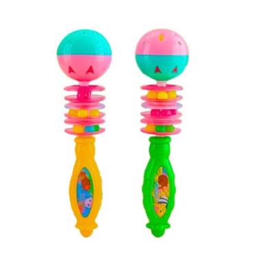 Imagem de Kit 2 chocalhos infantil para criança bebê som suave colorido divertid