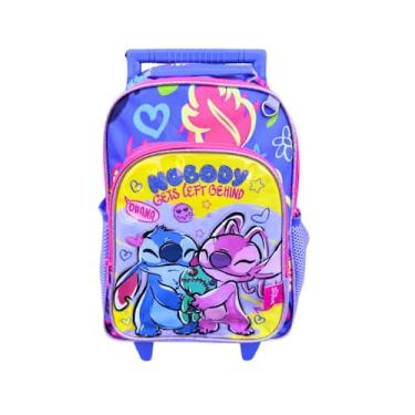 Imagem de Mochila de Rodinhas Infantil Stitch e Angel Pequena 9 Litros - Elite