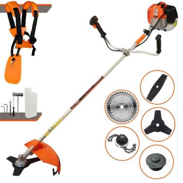 Imagem de Máquina de Corta Grama Vulcan VR620H À Gasolina 2T 62cc 3HP 12.500rpm Multifunções  Completa Com Carretel de Nylon + 4 Lâminas de Corte