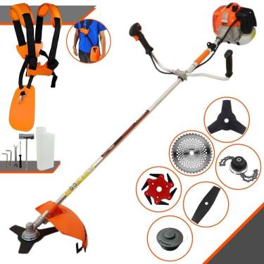 Imagem de Máquina de Corta Grama Vulcan VR620H À Gasolina 2T 62cc 3HP 12.500rpm Multifunções Profissional Completa Com Carretel de Nylon + 5 Lâminas de Corte