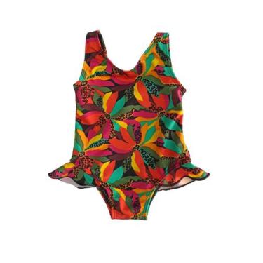 Imagem de Maiô infanto juvenil feminino fechado proteção UV50+ com babdinho 0 a 