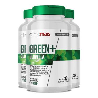 Imagem de Kit 3 Clorella Green 600Mg Clinicmais 60 Cápsulas