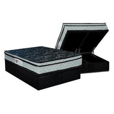 Imagem de Conjunto Box Baú Queen: Colchão Espuma Paropas D28 Conforto Firme + Base Crc Suede Black (158x198)