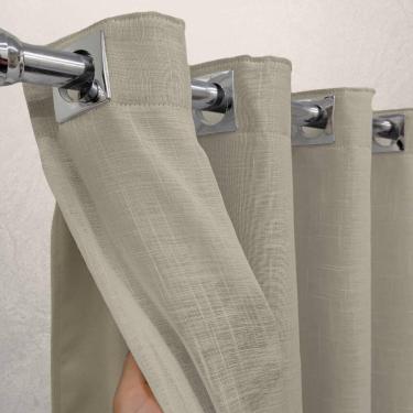 Imagem de Cortina Voil Gaze Linho Palha 4,00X2,80 Forro Blackout Alto