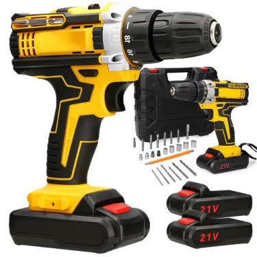 Imagem de Parafusadeira Furadeira 21v Com 2 Baterias Bivolt Profissional 60Hz Se