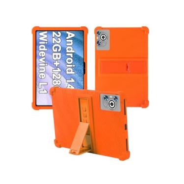 Imagem de Capa para tablet Dghrti TAB30 2025 Android 14 de 10,1 polegadas, capa protetora de borracha leve à prova de choque, compatível com crianças, de silicone macio, ajustável, laranja