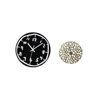Imagem de Fenteer Relógio de Parede de Metal Acrílico com Escultura, Arte Minimalista Moderna, Ornamento Decorativo Silencioso, Estátua Rústica de Ferro Forjado, Placa