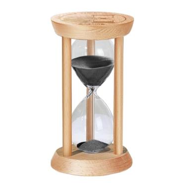 Imagem de SuLiao Temporizador de areia de madeira, ampulheta de 30 minutos, relógio de areia preta de madeira, relógio pequeno, temporizador de 30 minutos, ampulheta de vidro para casa, reloj De Arenai