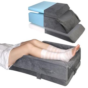 Imagem de CIVJET Almofadas de elevação de perna ajustáveis de 3 alturas para pós-cirurgia, almofada de espuma viscoelástica para pernas, almofada de cunha, almofada de joelho para dormir, circulação sanguínea