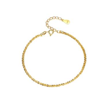 Imagem de EFASHION Pulseira estrelada doce e adorável para meninas S925 banhada a ouro 14 k, Medium, Ouro amarelo, Sem pedras preciosas