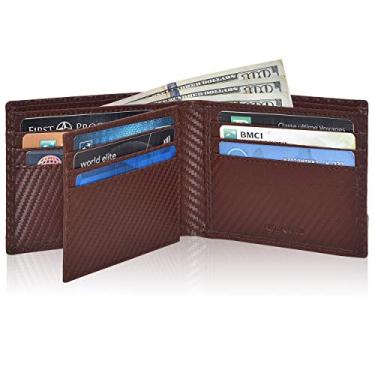 Imagem de NeoMonte Handmade RFID Leather Bifold Wallets For Men in Multiple Colors, Sleek and Slim Design offering 9 Cards and 1 ID Slots come in Beautiful Gift Box