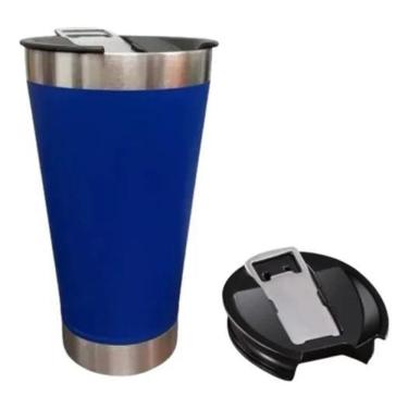 Imagem de 2X Copo Térmico Cerveja Chopp Inox Com Tampa E Abridor 473Ml