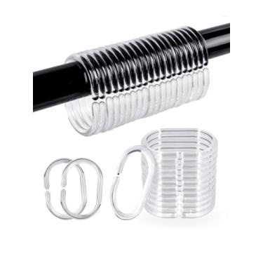 Imagem de 24 ganchos transparentes de plástico para cortina de chuveiro, anéis de cortina de chuveiro, à prova de ferrugem, ganchos de chuveiro em forma de C para cortina de chuveiro, banheiro