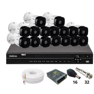 Imagem de Kit 16 Câmeras Intelbras 1220b Full Hd Dvr Intelbras Mhdx 1232 Sem Hd