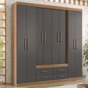 Imagem de Guarda-Roupa Casal Barbados 8 Portas 4 Gavetas Jatoba/Grafite - Pnr Mó