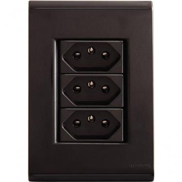 Imagem de Conjunto Tramontina 4x2 Com 3 Tomadas 2p+t 10 A 250 V Liz Grafite