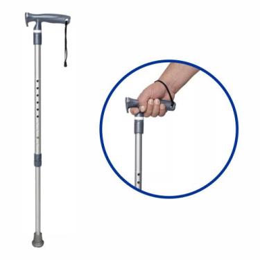 Imagem de Bengala Tipo T Ajustável Alumínio Grafite Mercur Ergonômica Conforto L