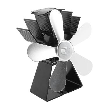 Imagem de ZJchao 5 fã de Lareira Geração Auto -energia Geração de Calor fã de Fogão para o Querosene Fogões Fogões de Madeira Acampando Em Casa (Prata)