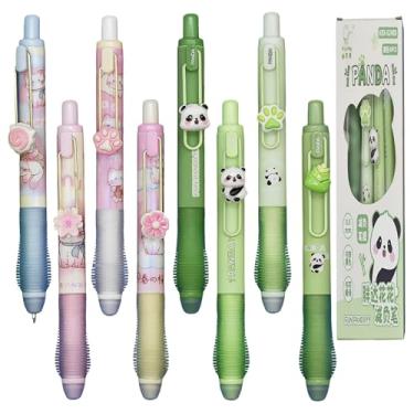 Imagem de Lopenle 8 canetas apagáveis Panda Sakura de gel apagáveis com tinta preta para escola, escritório, Natal, festa de aniversário