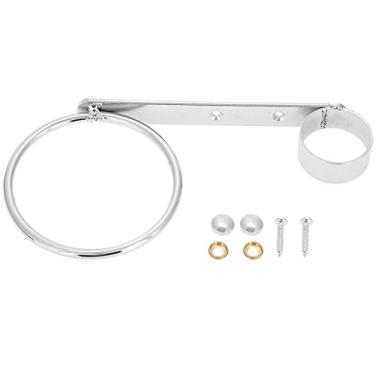 Imagem de Suporte para secador de cabelo em aço inoxidável galvanizado para salão de beleza Suporte para secador de cabelo com pente de mãos livres ajustável montado na parede para