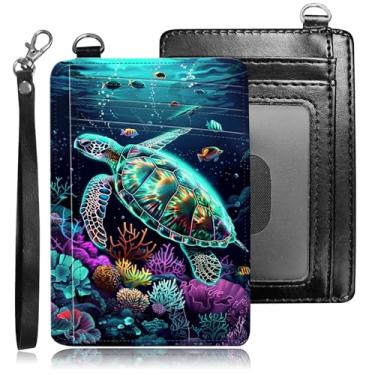 Imagem de BREIDMKFM Carteira fina com porta-cartão de crédito, carteira feminina com bolso frontal, pequeno porta-cartões de viagem, bonita, fina, minimalista, carteira plana de couro com janela para identidade