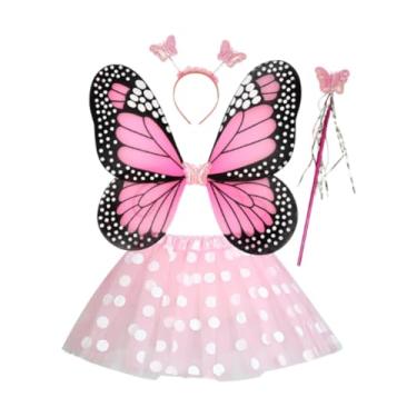 Imagem de Deevoka Conjunto de fantasia de fada para meninas, asa de borboleta infantil, para festa de aniversário de vestido extravagante, Saia de Bolinhas