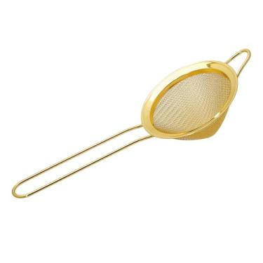 Imagem de 1 coador de malha fina de aço inoxidável 304 de 8,4 cm para cozinha, coador de coquetel, chá, café, suco, coador de alimentos, mini peneira (1, dourado)