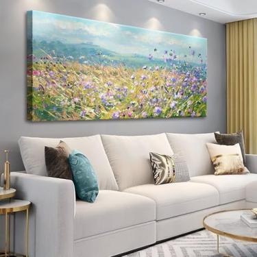 Imagem de Flores arte de parede tela margarida floral texturizada pintura moderna botânica grande quadros emoldurados arte para sala de estar quarto banheiro sala de jantar escritório casa decoração de parede