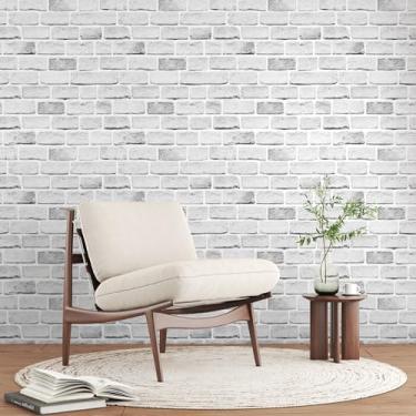 Imagem de Papel de parede branco cinza tijolo autoadesivo 44 x 500 cm